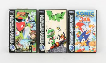 Sega Saturn Platformer bundle (PAL) Games include: Sonic Jam, Bug! and Spot Goes to Hollywood