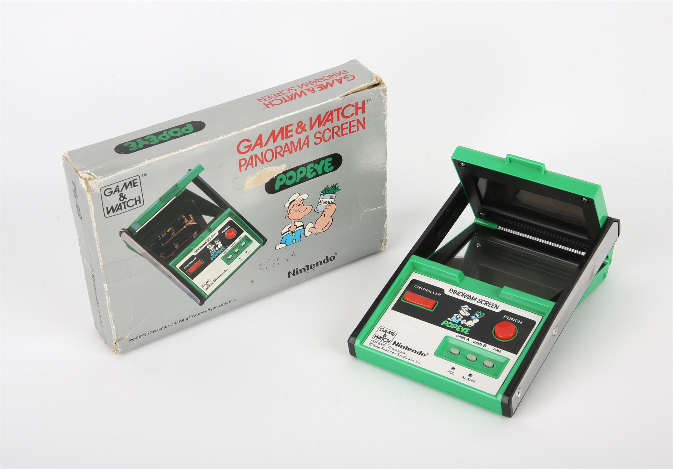 Nintendo Game & Watch Popeye [PG-92] handheld console from 1983 (complete and boxed).
