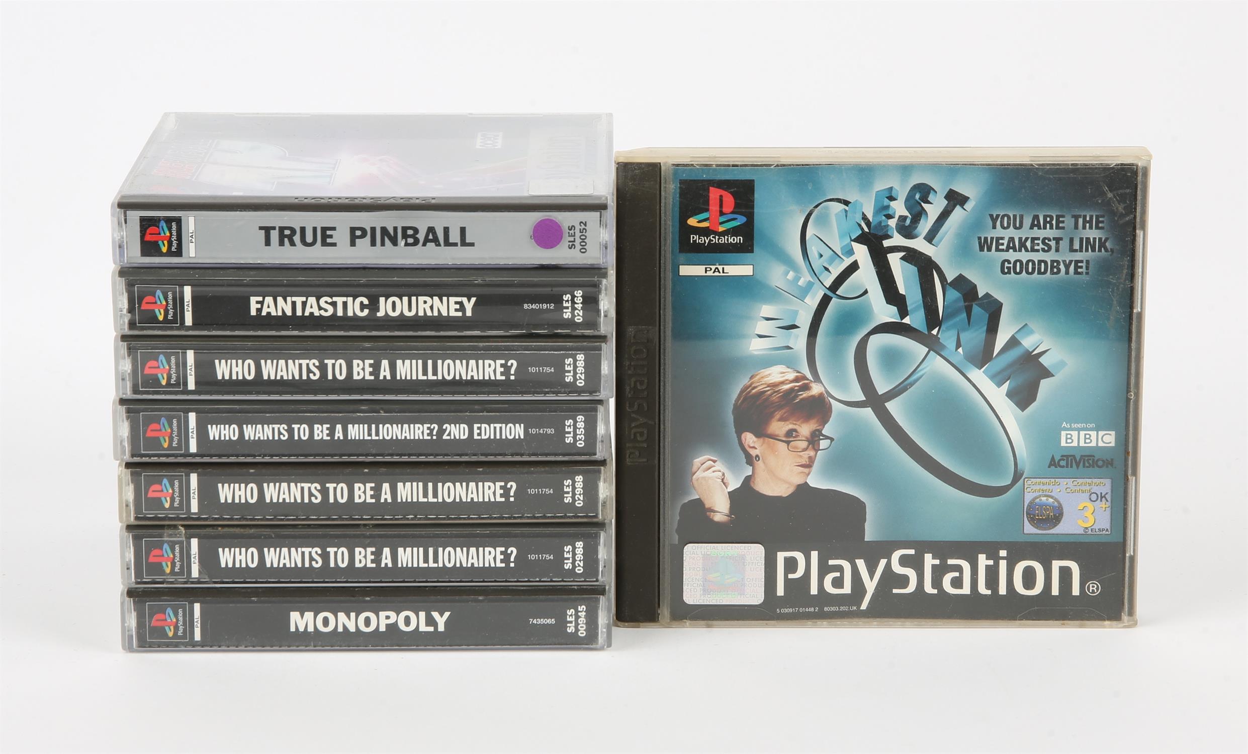 PlayStation 1 (PS1) Game Show/Pinball bundle (PAL) Games include: Fantastic Journey, Monopoly,