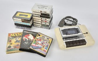 A large assortment of Commodore 64 cassette games (approx. 100) and Datasette 1530 C2N (with