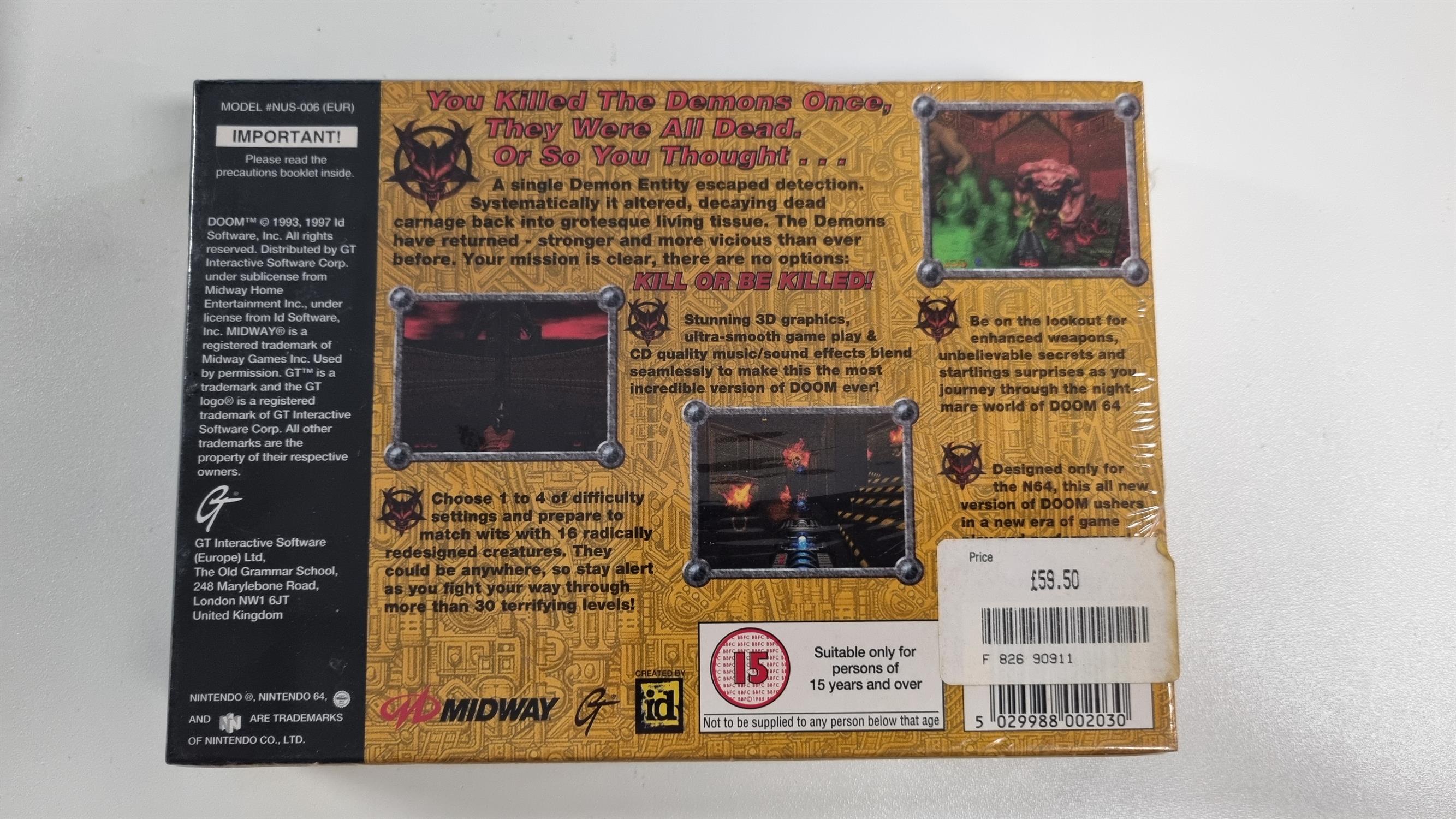 Nintendo 64 (N64) Doom 64 factory sealed game (PAL) - Image 3 of 8