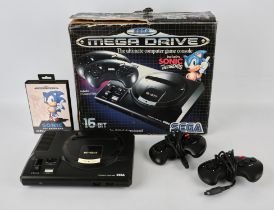 Sega Mega Drive Console, Sonic the Hedgehog Edition with Sonic the Hedgehog game Console is boxed,