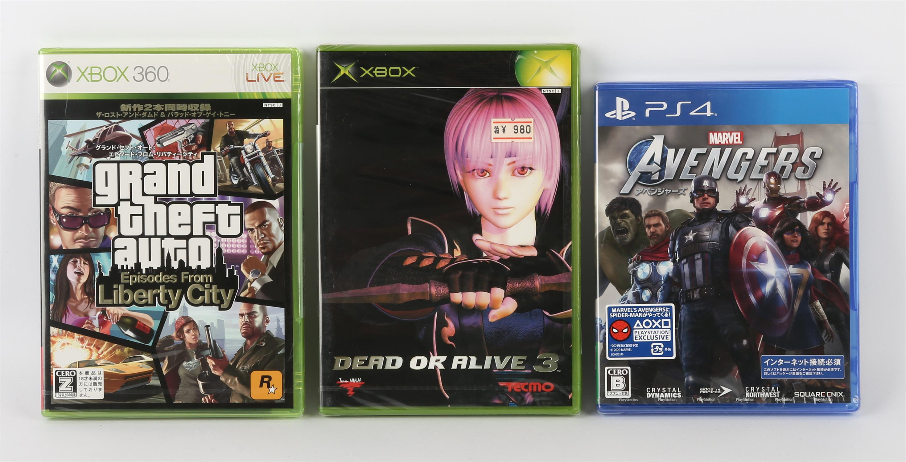 Factory sealed video gaming bundle (NTSC-J) Games include: The Avengers (PS4), Dead or Alive 3