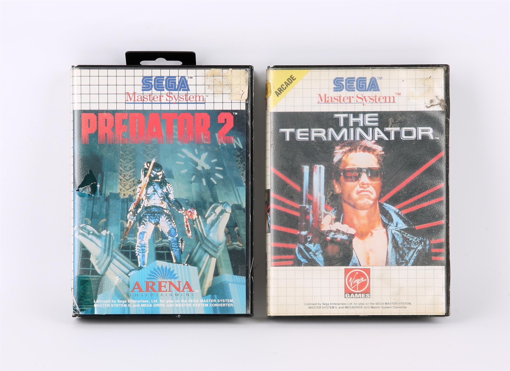 Sega Master System Movie Tie-In bundle (PAL) Games include: Predator 2 and The Terminator Games