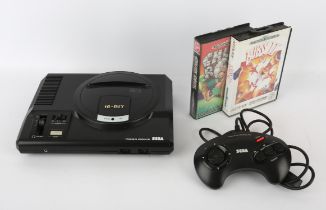 Sega Mega Drive Console with official controller, power supply and 2 boxed games Games include: