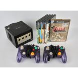 Nintendo GameCube Console [Black] with 2 third-party controllers and 5 games (PAL) and US power