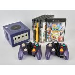 Nintendo GameCube Console [Indigo] with 2 third-party controllers and 5 games (PAL) and UK power