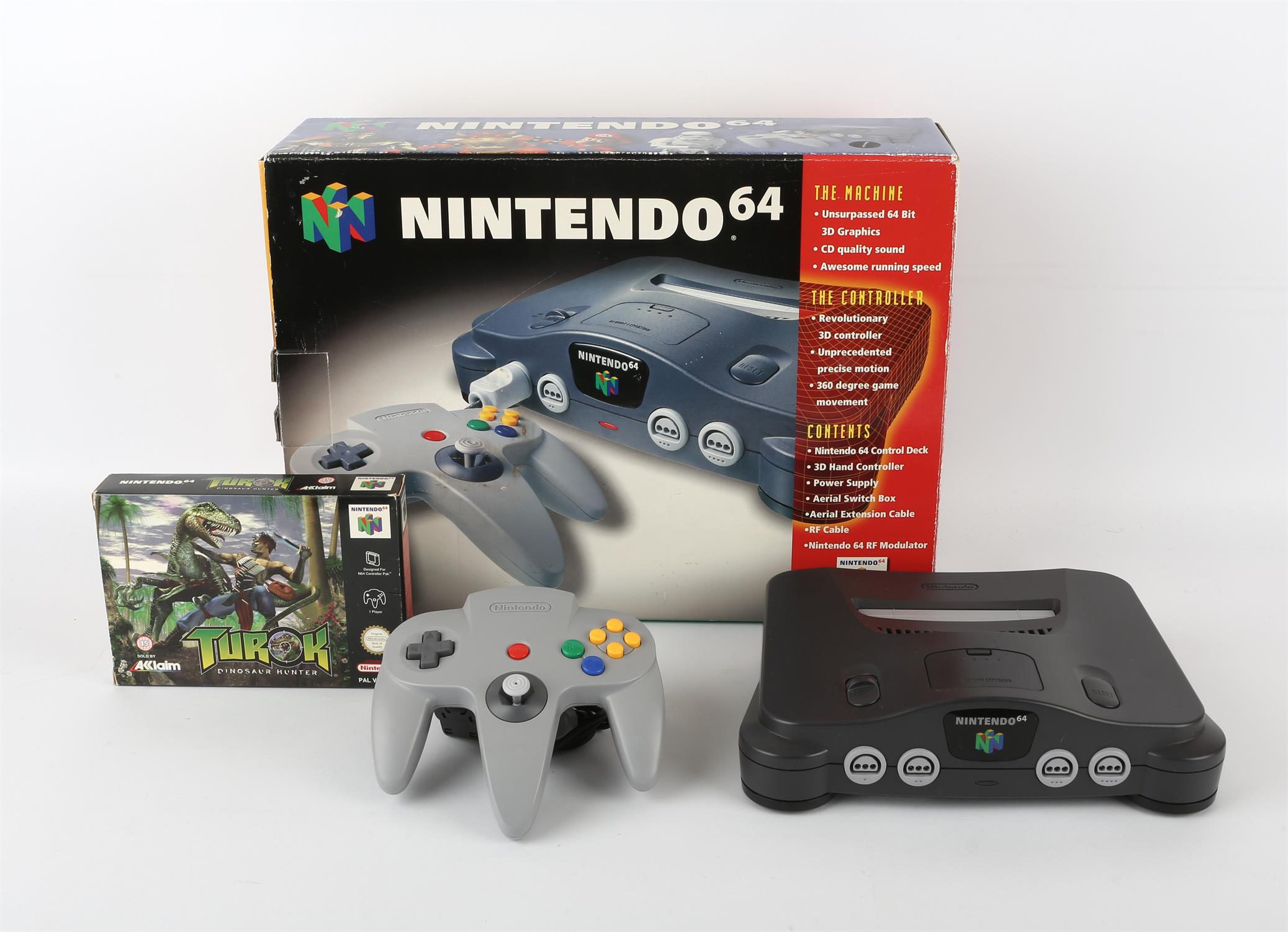 Nintendo 64 (N64) console (PAL) with Turok game (PAL) Console and game are both complete,