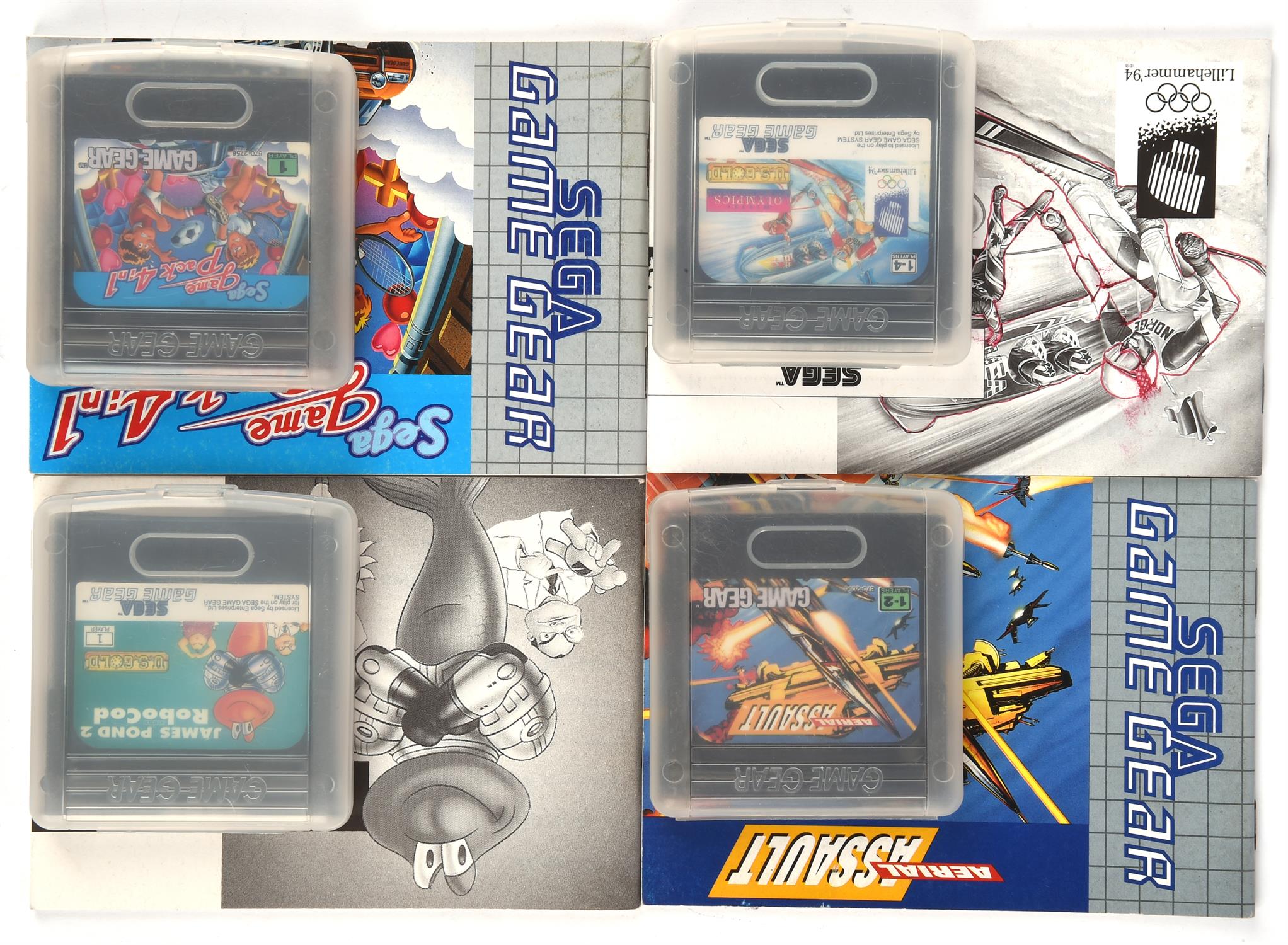 AMENDED PHOTO An assortment of 4 Sega Game Gear games (PAL) Games include: Assault,