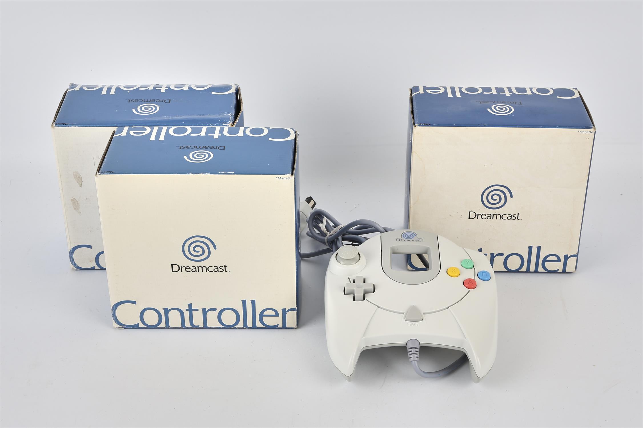 3 official Sega Dreamcast Controllers in original boxes Items are boxed and untested
