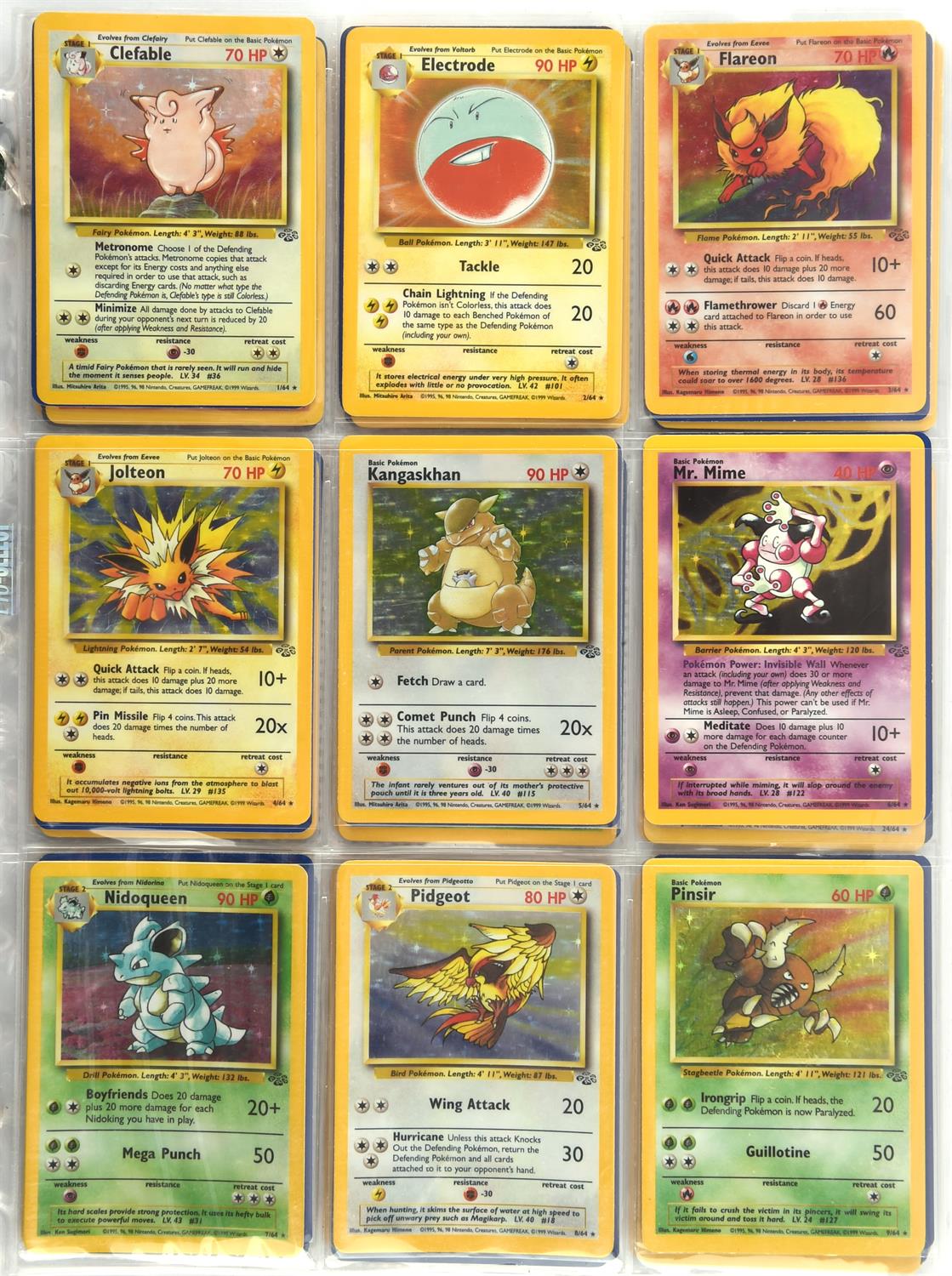 Pokemon TCG. Pokemon Jungle Unlimited Near Complete set, 63/64 just missing the non holo Scyther