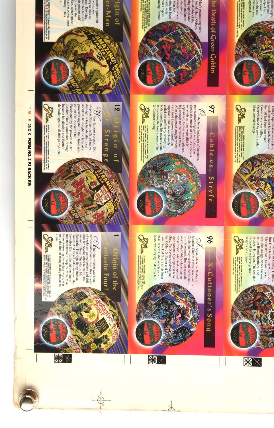 1994 Marvel Flair Uncut Sheet. Double sided printing with both the front and back of the cards. - Bild 12 aus 14