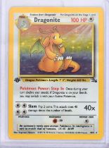 Pokemon TCG. Dragonite 1st edition Holo from the Fossil set, number 4/62.