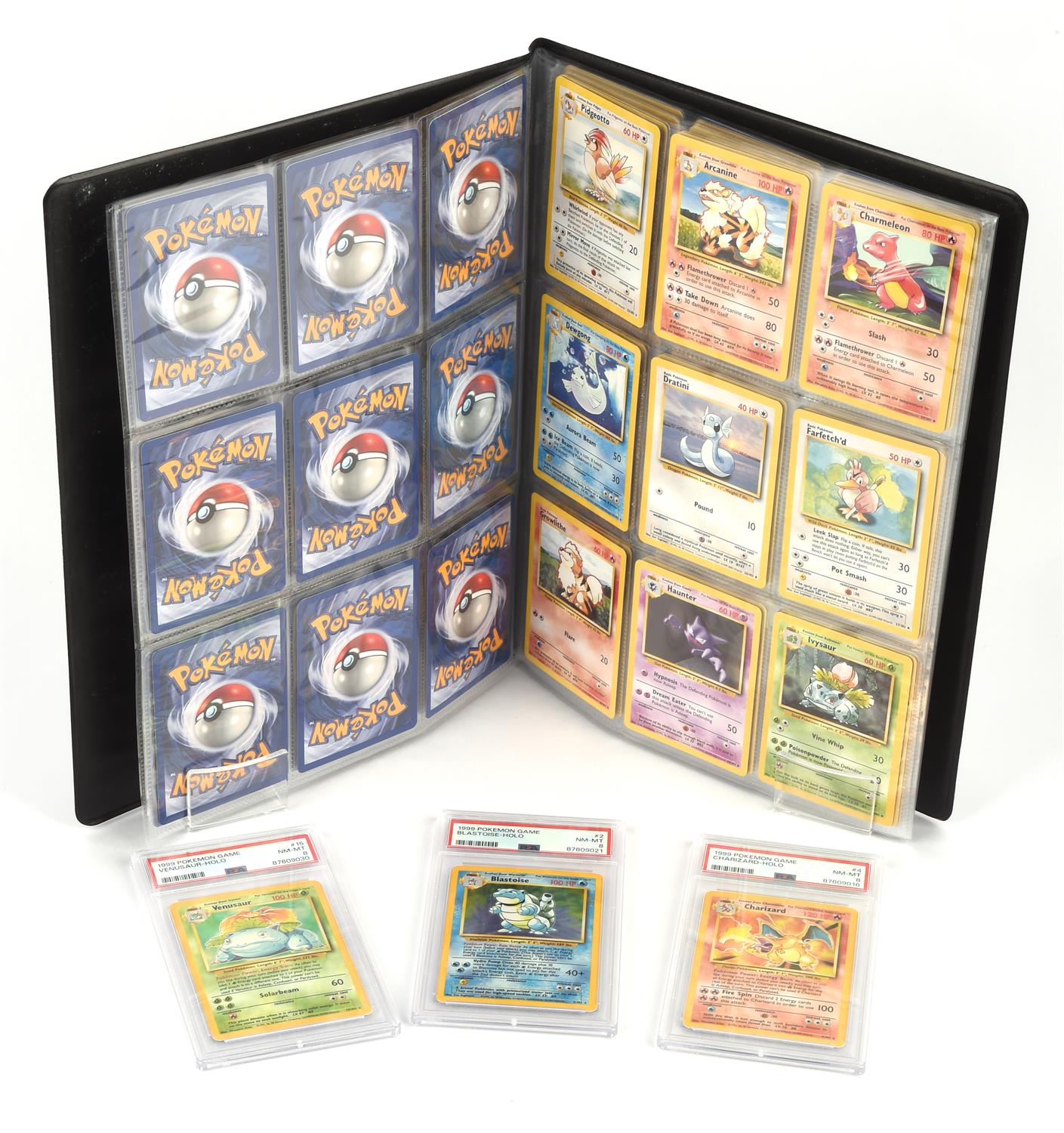 Pokemon TCG. Complete Base Set, includes Charizard, Blastoise and Venusaur graded PSA 8.