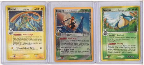 Pokemon TCG. Lot of three EX Delta Species Holos including Snorlax, Deoxys and Beedrill.