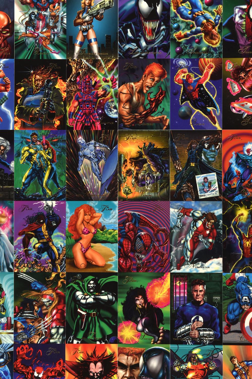 1994 Marvel Flair Uncut Sheet. Double sided printing with both the front and back of the cards. - Bild 6 aus 14