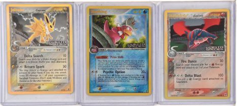 Pokemon TCG. Lot of 3 reverse Holo EX Delta Species cards including Salamence, Jolteon and Slowking.