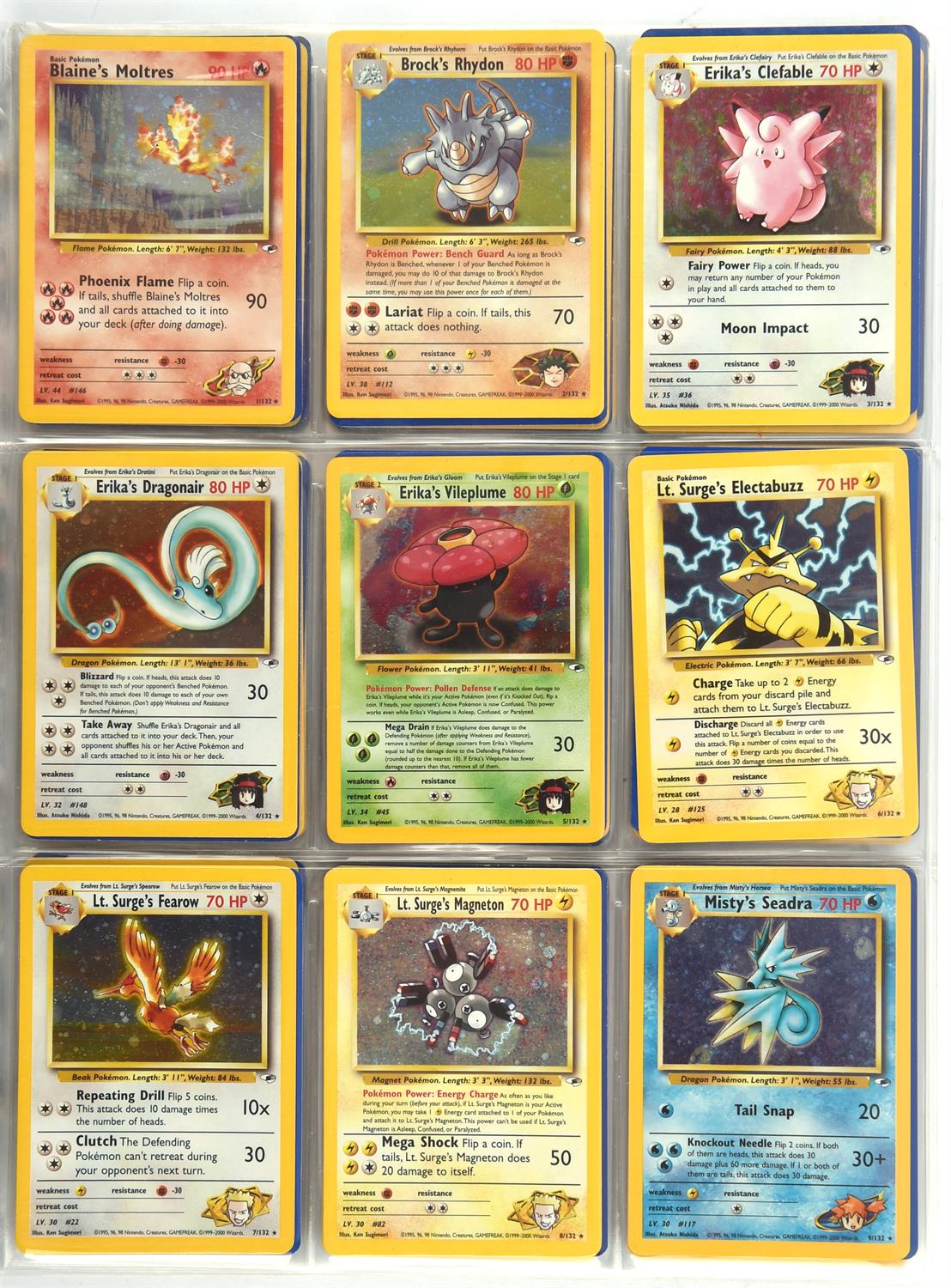 Pokemon TCG. Gym Heroes Unlimited complete set 132/132 cards.