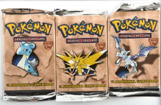 Pokemon TCG. Complete art set of Pokemon Fossil 1st edition sealed Booster Packs.