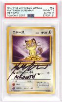 Pokemon TCG. Meowth Japanese Jungle 1997 52 Signed by Matthew Sussman who voiced Meowth in the