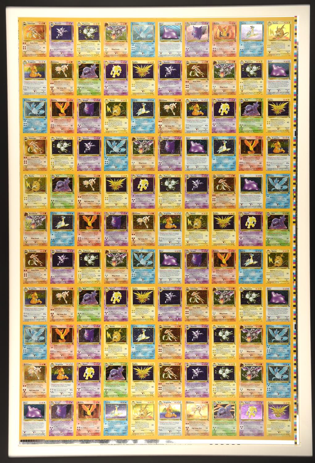 Pokemon TCG. Uncut Fossil Holo Sheet. This lot contains a professionally framed uncut sheet