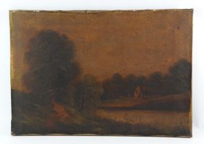 English School (19th century), Landscape, oil on canvas, unframed, 40 x 59cm.; together with an