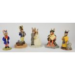 Royal Doulton Bunnikins figure groups in boxes, thirty five figures, to include Britannia, Mother,