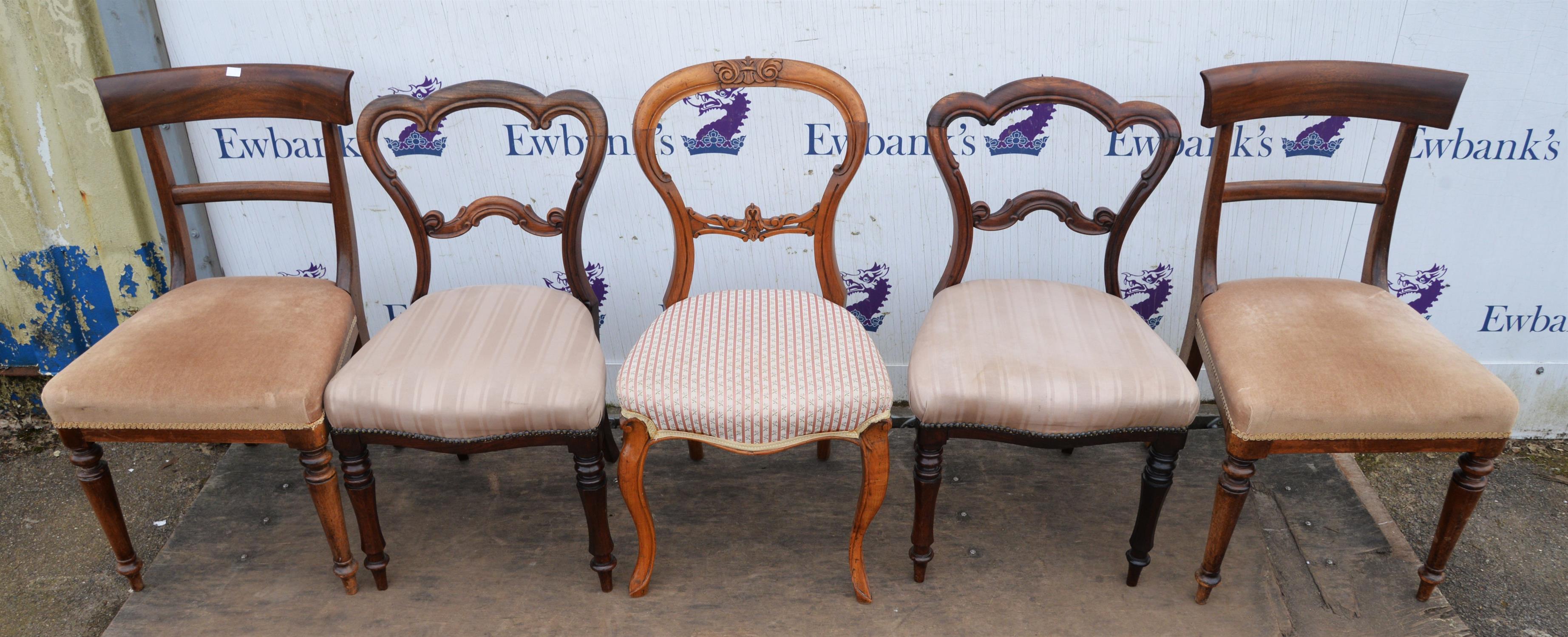 A pair of George IV mahogany dining chairs, with curved top rails, a pair of Victorian rosewood - Image 2 of 3
