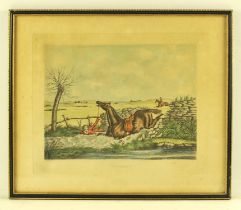 After Henry Alken. ‘The Leap’ and ‘Unpleasant’, a pair of hand coloured lithographs each 26 x 33cm.