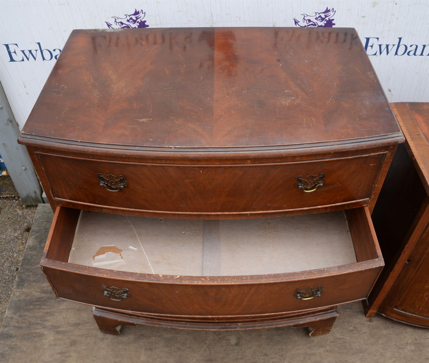 A George III style mahogany bowfront chest of drawers,1930s, bearing maker's label for Repro Ltd, - Image 2 of 5