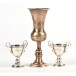 Silver Kiddush cup, Birmingham, 1915 and two silver twin handled cups, Chester, 1957