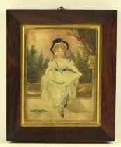 After Sir Thomas Lawrence, Miss Murray: Little girl with flowers in her apron, watercolour,