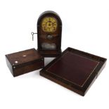 A Victorian mahogany writing slope with fitted interior, width 40.5cm, a Victorian rosewood and