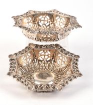 Pair of pierced silver bon bon dishes. Birmingham 1899.