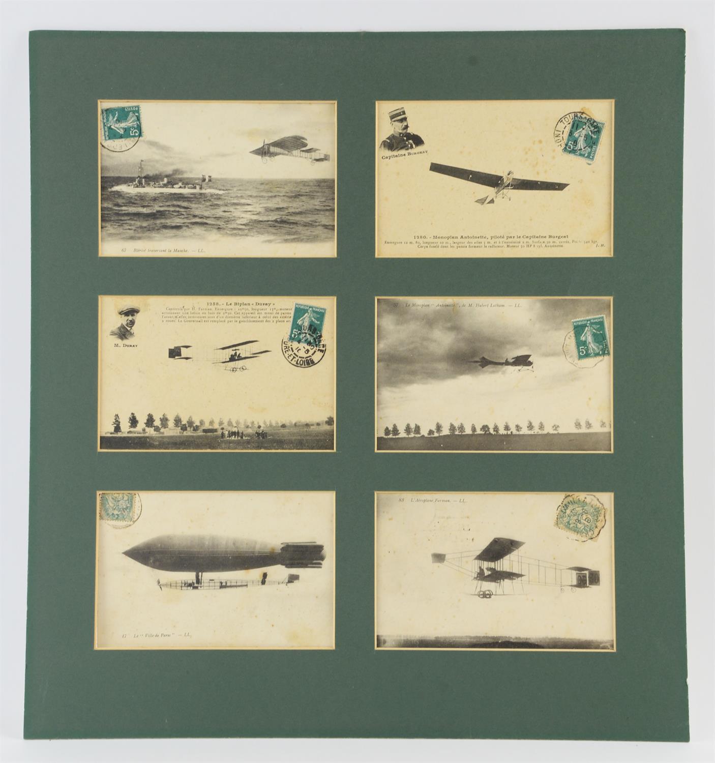 Mounted selection of six aviation related Carte Postale, all with the same addressee, - Bild 2 aus 4