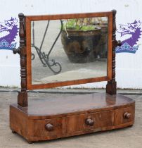 A George IV mahogany toilet mirror, of bowed form, H 47cm, W 48cm, D 19cm