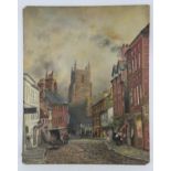 English School (19th century), Street Scene with Royal Mail coach, oil on panel, unsigned,