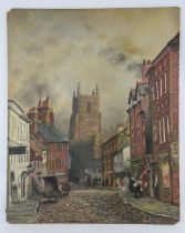 English School (19th century), Street Scene with Royal Mail coach, oil on panel, unsigned,