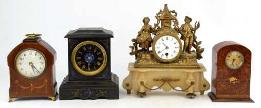 A Victorian black slate cased mantel clock by Chas Frodsham, London, height 21.5cm,