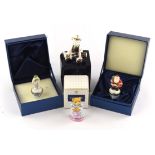 A quantity of modern collectable porcelain figures including ; Royal Crown Derby mini Teddy Bear,