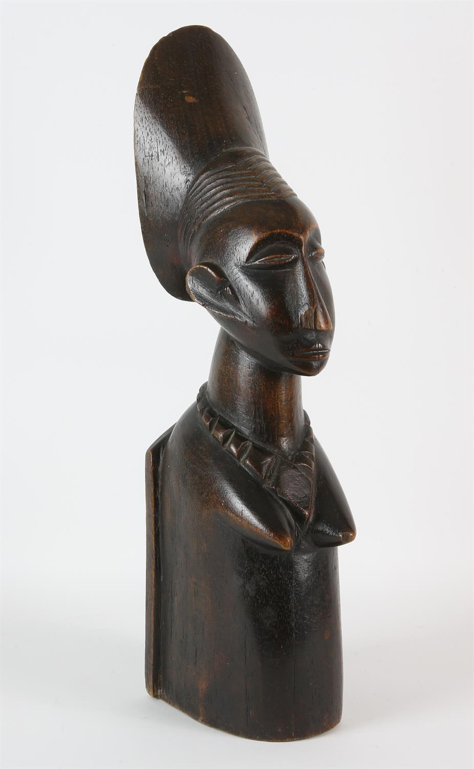 An African Ethnographic-style figure of a women, wearing a necklace, 43.5 cm high