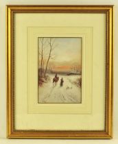 James Walter Gozzard (1888-1950), Figures in a Snowy Street scene, watercolour, signed with