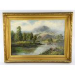 William Langley (act 1880-1920), Highland loch scene, oil on canvas, signed lower left, 41 x 60cm.