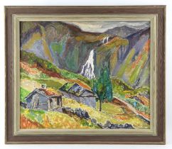 Fritz Smedburg (Swedish 1900-1977), Doulefoss, Roldal, Norge, oil on board, signed and dated '61