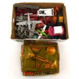 A Dinky toys No 724 Sea King Helicopter, boxed, and a small quantity of play worn die-cast vehicles