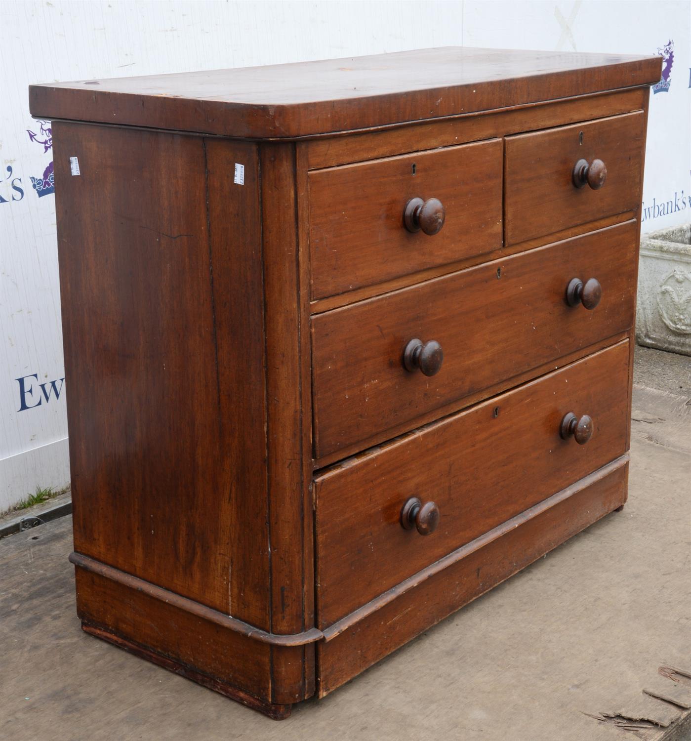 A Victorian mahogany chest of drawers, formerly with surmount, with two short drawers, - Image 3 of 3