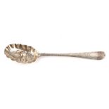 Georgian silver fruit embossed serving spoon by JJ, London, 1769 together with a fruit embossed bowl