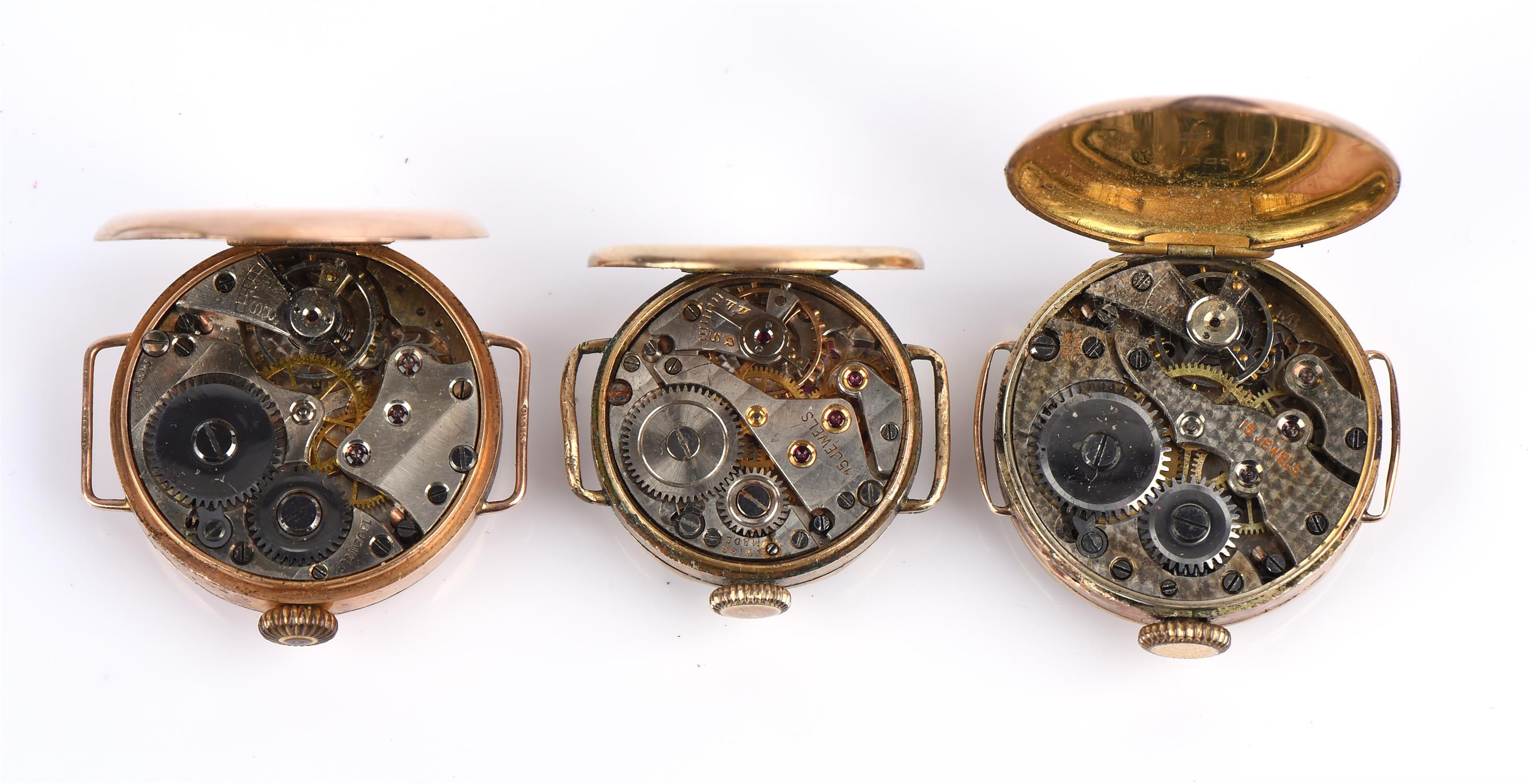 A group of five watches, including a Waltham gentleman's wristwatch, the white enamel dial with - Image 3 of 3