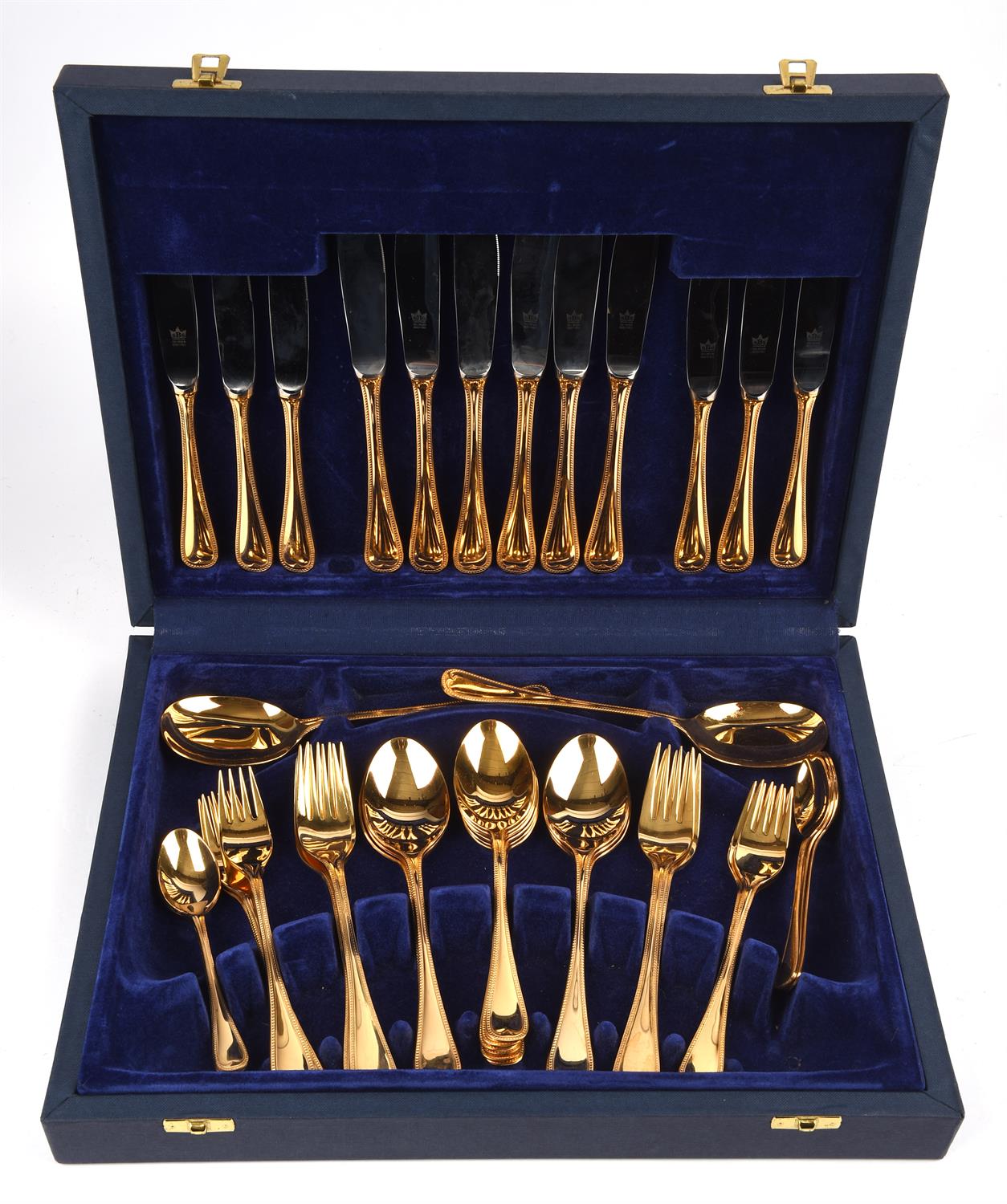 Solinger SBS Bestache gilt 23/24ct gold plate cutlery set, cased