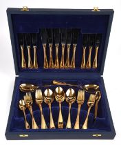 Solinger SBS Bestache gilt 23/24ct gold plate cutlery set, cased